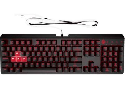 Teclado gaming encoder OMEN by HP color negro - rojo
