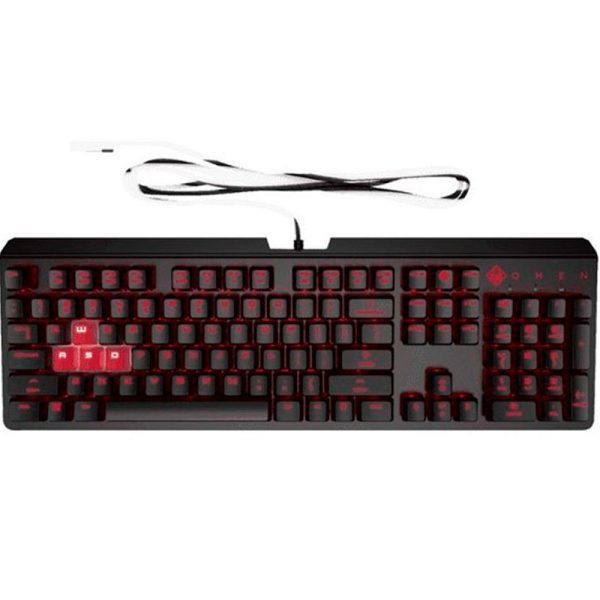 Teclado gaming encoder OMEN by HP color negro - rojo