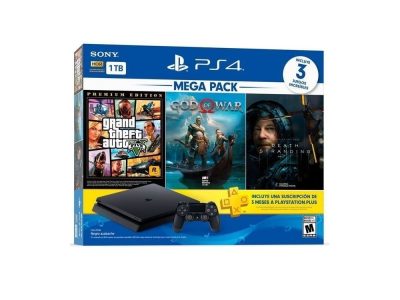 Combo Consola Play Station PS4 Mega Pack DD 1TB, 3 video juegos Grand Theft Auto, God Of War Hits, Daeth Stranding