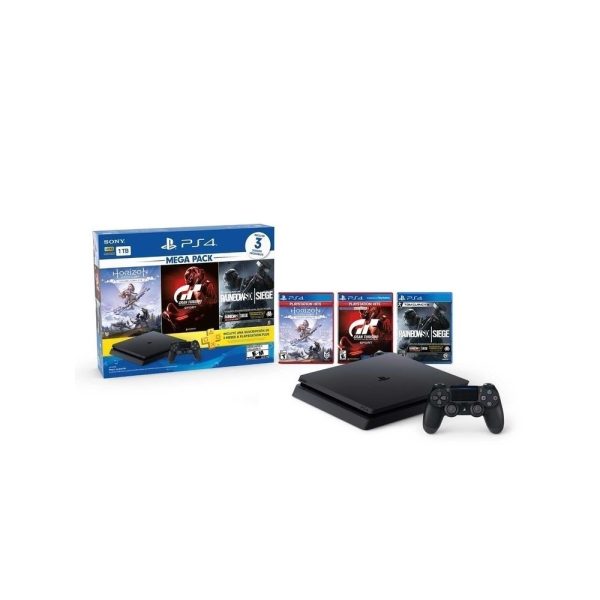 Combo Consola Play Station PS4 Mega Pack 16. DD 1TB, 3 video juegos Horizon Zero Dawn CE, Rainbow Six Siege,  Gran Turismo Sport, 3 Meses de suscripción a PlayStation Plus - Imagen 3