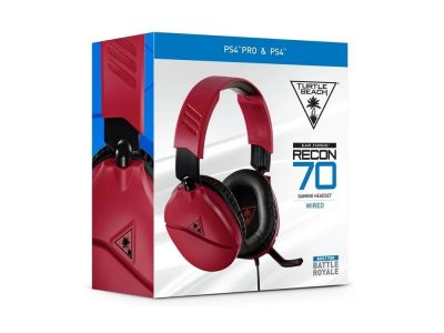 Audífonos Gaming Alámbricos de Diadema con micrófono, Turtle Beach Recon para PlayStation PS4 Recon 70P, color Midnight Red, Jack 3.5mm