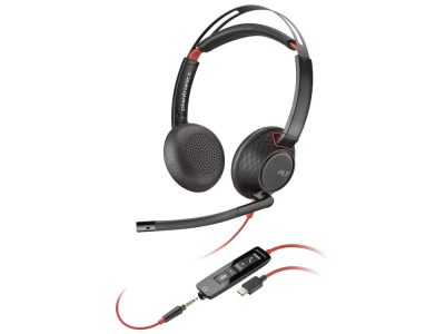 Poly Blackwire 5220 Stereo USB-C Headset +3.5mm Plug +USB-C/A Adapter