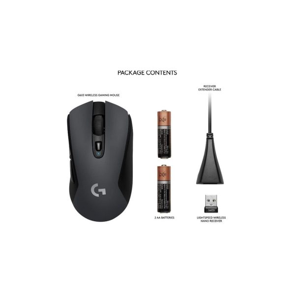 MOUSE G603 LIGHTSPEED Logitech Gaming Inalámbrico Receptor USB 12000DPI Compatible Win-Mac Sensor HERO16K 6Botones Programables RGB Lightsybc Garantía 2Años-NEGRO - Imagen 4
