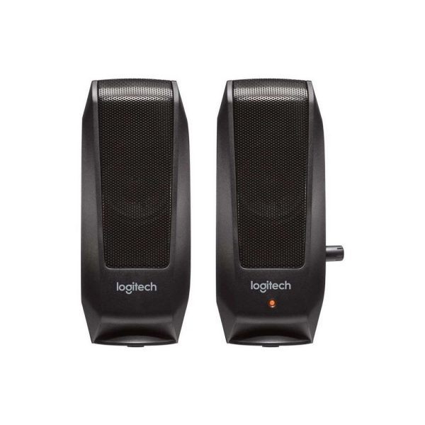 PARLANTE S120 2.0 Logitech Potencia 2.2W Plug 3.5mm Compatible PC-Cell-Tablet Sonido Estéreo Nítido Garantía 2Años-NEGRO