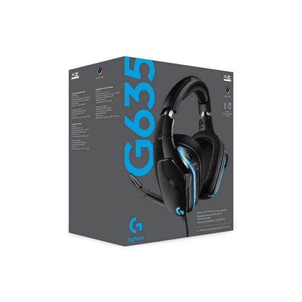 DIADEMA G635 Logitech Gaming Alámbrica Plug3.5mm/USB Multiplataforma Sonido 7.1 DTS/DOLBY 2.0 RGB Lighting Cable 1.5Metros Controles Cancela Ruido Garantía 2Años-NEGRO - Imagen 4