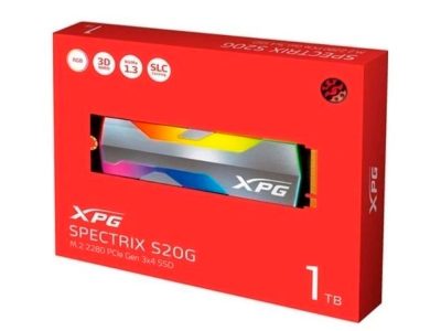 Unidad de estado sólido (SSD) gamer XPG SPECTRIX S20G RGB / PCIe GEN3X4 M.2 2280 / 1TB / RGB