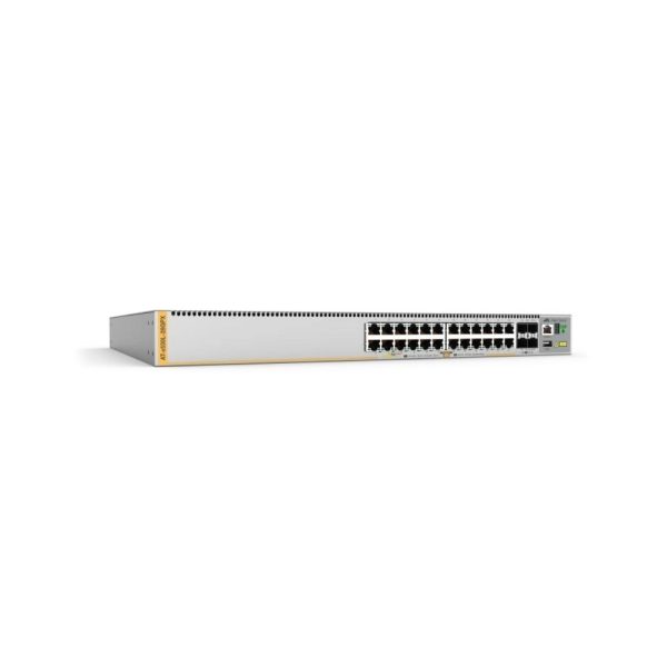 Switches Allied telesis L3 Stackable Switch, 28x 10/100/1000-T PoE+, 4x SFP+ Ports and dual fixed PSU, US Power Cord