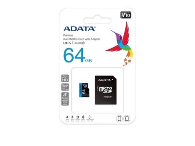 Micro SD ADATA 64GB + Adaptador Clase 10