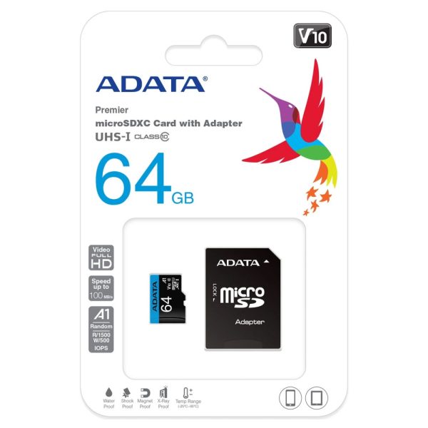 Micro SD ADATA 64GB + Adaptador Clase 10 - Imagen 3