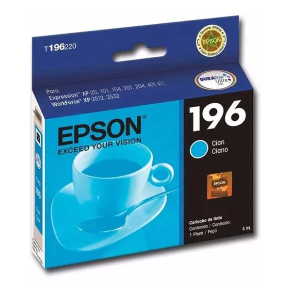 Cartucho Epson T196220 - Cyan Ink XP101/104/201/204/401 WF2512/2532 - Imagen 3