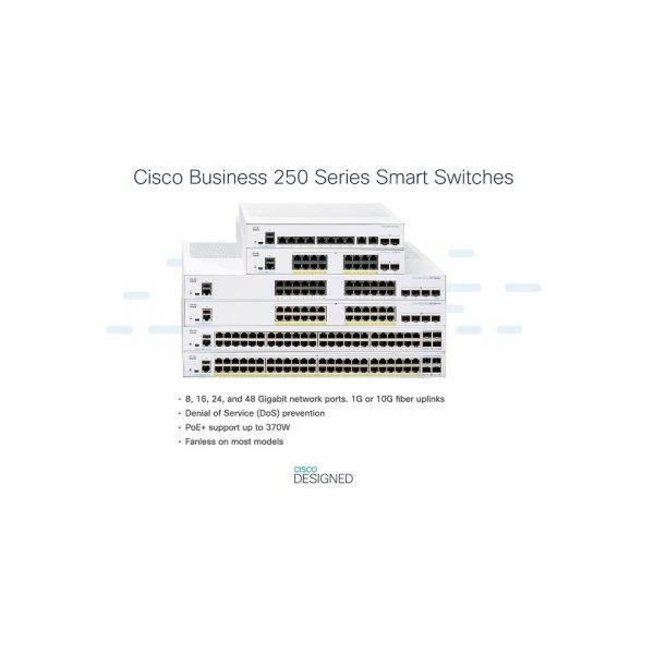 Swithes Cisco CBS250 Smart 48-port GE, PoE, 4x1G SFP - Imagen 4
