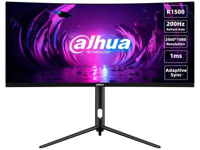 Monitor Dahua Curvo Gamer 30” panel VA / borde delgado 3 caras VA,Tamaño: 30 Color Negro,Resolución: 2560 X 1080 (21:9),Tipo de pane: VA,Tipo de respuesta: MPRT 1ms / tasa de refresco 200 HZ,Conectividad:  DP 1,2 / HDMI 2,0  (Incluye cable HDMI),Angulo de visión: 178° H / 178°V,Incluye Base Metálica,Garantia de 3 años