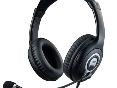Audifonos Diadema Acer con cable y microfono, flexibles y ligeros, omnidireccional, Negros