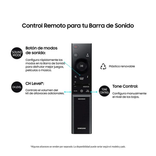 Barra de sonido Samsung, Subwoofer, 2.1 canales Conexión inalámbrica con el televisor, Experiencia de sonido envolvente, Potencia 300W, Garantia de 1 Año - Imagen 4
