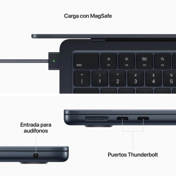13-inch MacBook Air: Apple M2 chip with 8-core CPU and 8-core GPU, 16GB, 256GB - Midnight - Imagen 5