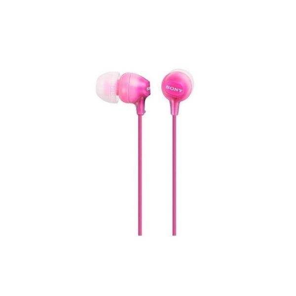 Audífonos Sony internos MDR-EX15AP Color Rosado, de silicona, ajuste seguro, micrófono integrado de alta calidad