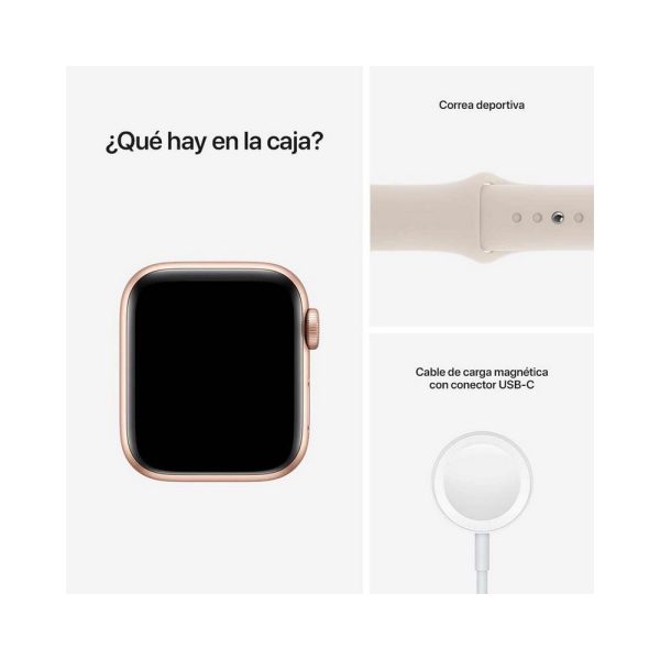Apple Watch SE (GPS) - Caja de aluminio en oro de 40 mm - Correa deportiva blanco estrella - Talla única - Imagen 5