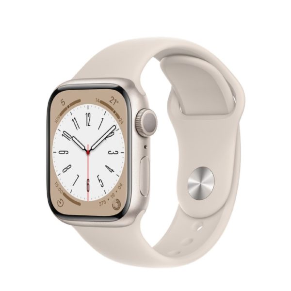 Apple Watch Series 8 (GPS) - Caja de aluminio en blanco estrella de 41 mm - Correa deportiva blanco estrella - Talla única