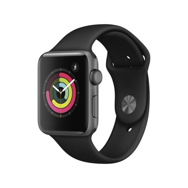 Apple Watch Series 3 (GPS) con caja de 42 mm de aluminio en gris espacial y correa deportiva negra