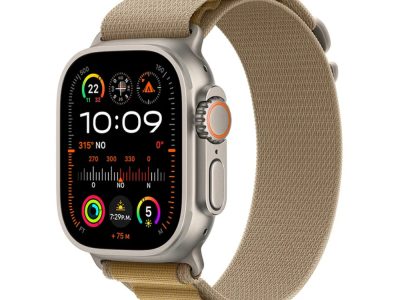 Apple Watch Ultra 2 GPS + Cellular 49mm Natural Titanium Case with Tan Alpine Loop - Medium