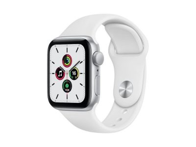 Apple Watch SE GPS, 40mm Silver Aluminium Case with White Sport Band