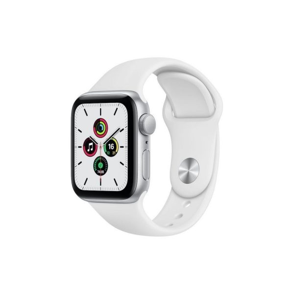 Apple Watch SE GPS, 40mm Silver Aluminium Case with White Sport Band