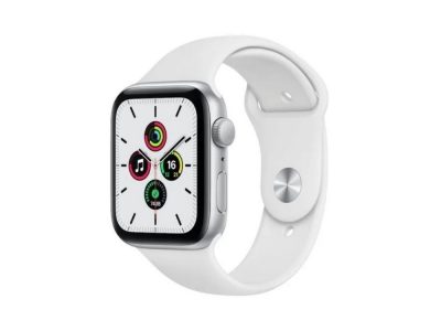 Apple Watch SE GPS, 44mm Silver Aluminium Case with White Sport Band