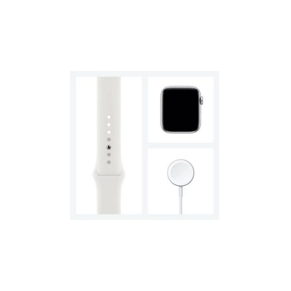 Apple Watch SE GPS, 44mm Silver Aluminium Case with White Sport Band - Imagen 4