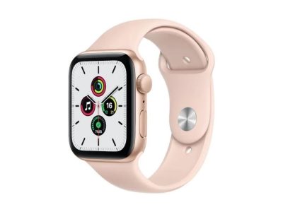 Apple Watch SE (GPS) - Caja de aluminio en oro de 44 mm - Correa deportiva rosa arena