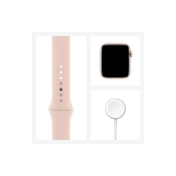 Apple Watch SE (GPS) - Caja de aluminio en oro de 44 mm - Correa deportiva rosa arena - Imagen 4