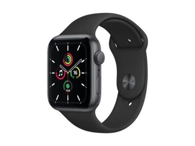 Apple Watch SE GPS, 44mm Space Gray Aluminium Case with Black Sport Band