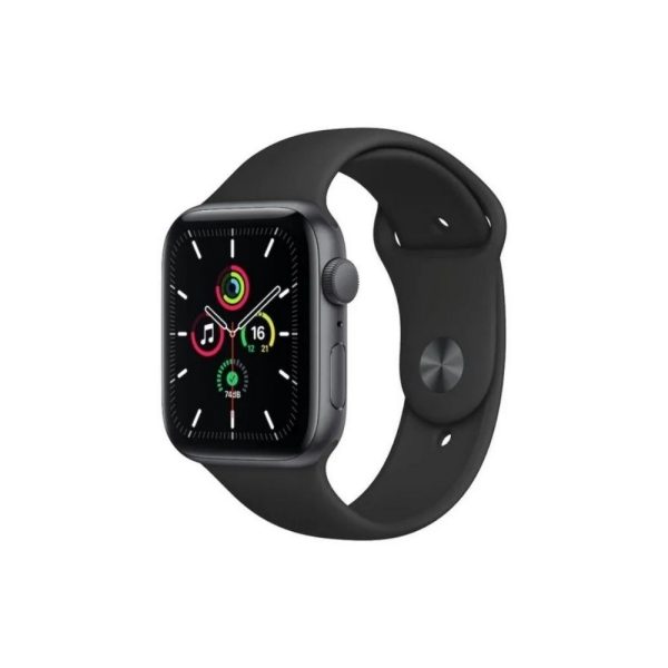 Apple Watch SE GPS, 44mm Space Gray Aluminium Case with Black Sport Band