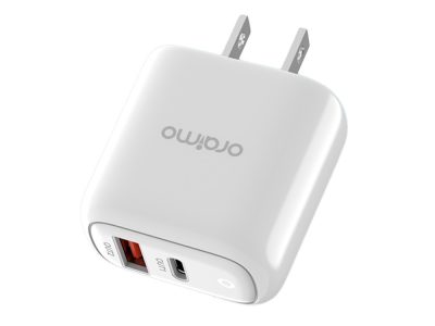 Adaptador Cargador Rápido De 2 Puertos Oraimo kit US OCW-E94D + Cable L53 White LAT