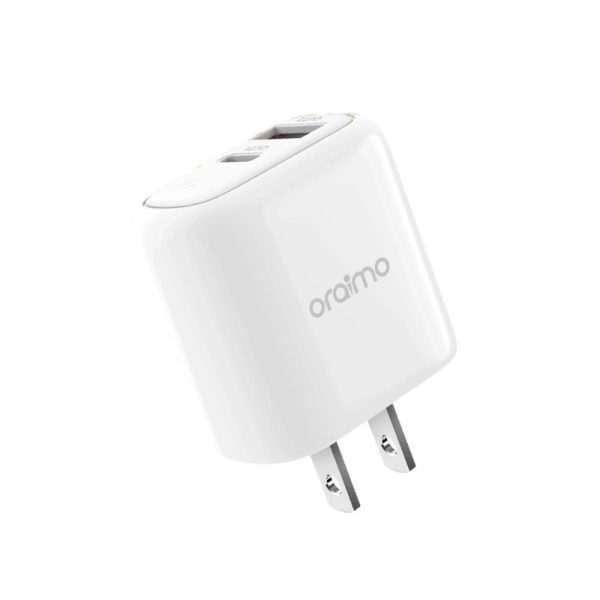 Adaptador Cargador Rápido De 2 Puertos Oraimo kit US OCW-E94D + Cable L53 White LAT - Imagen 3
