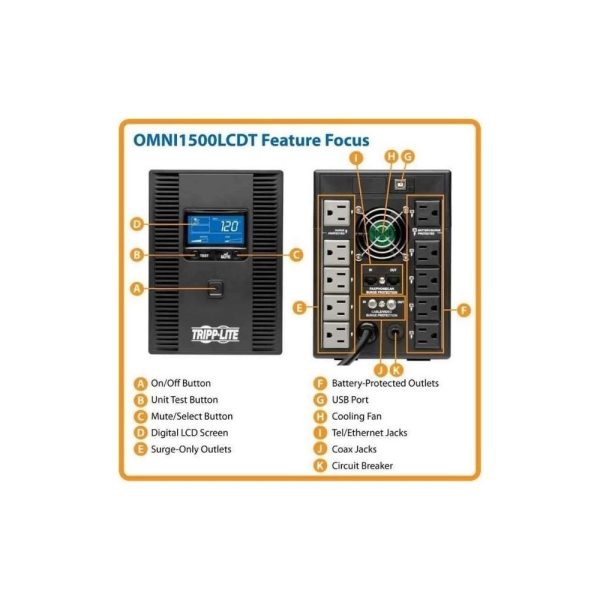 Ups Eaton Line Interactivo TRIPPLITE 1500va/810w 10 Toma Corriente COLOR Negro - Imagen 5
