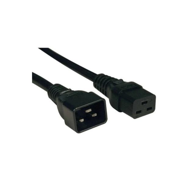Cable de Extensión de Alimentación, C19 a C20 - Servicio Pesado, 20A, 250V, 12 AWG, 61 cm [2 pies], Negro - Imagen 3