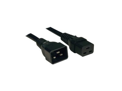 Cable de Extensión de Alimentación, C19 a C20 - Servicio Pesado, 20A, 250V, 12 AWG, 1.83 m [6 pies], Negro