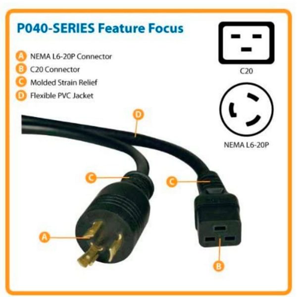 Cable De Alimentación TRIPPLITE C19 A Nema L6-20 Servicio Pesado COLOR Negro - Imagen 4