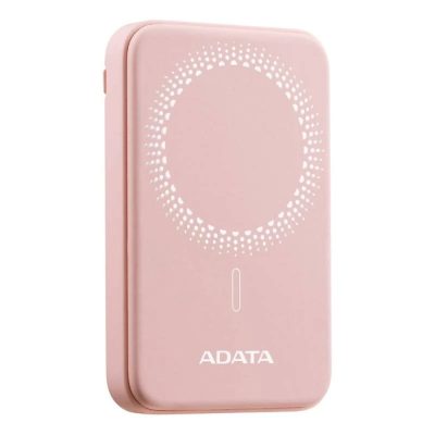 Power Bank Rosada  5000mAh magnetica, 1 Puerto tipo c entrada y salida