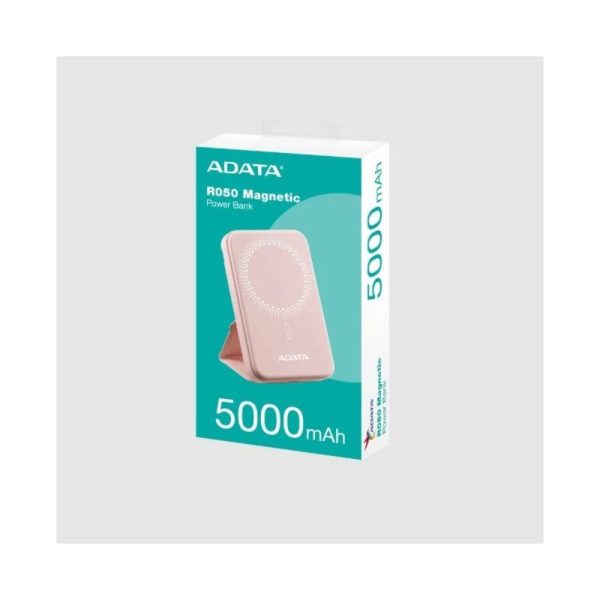Power Bank Rosada  5000mAh magnetica, 1 Puerto tipo c entrada y salida - Imagen 3