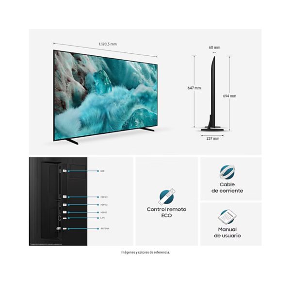 Televisor Samsung FLAT QLED Smart TV 50 pulgadas, UHD 4K  /3,840 x 2,160 / DVB-T2 / Procesador Quantum /Bluetooth / Dual Led / asistente de voz /  modo ambiente/ Modo Juego/  HDMI x 3 / USB x 2 /LAN/ abre y edita archivos de Office/ Control Solar/Garantía 1 año, Ficha tecnica completa en www.samsung.com.co - Imagen 4