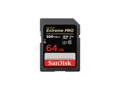 Tarjeta SD SanDisk Extreme PRO UHS-II 64GB hasta 300 MB/s de lectura y hasta 260MB/s de escritura C10, U3,V90