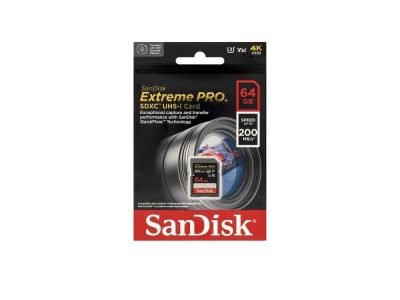 Tarjeta SD SanDisk Extreme PRO 64GB SDXC UHS-I Hasta  200 Mb/s C10,U3,V30