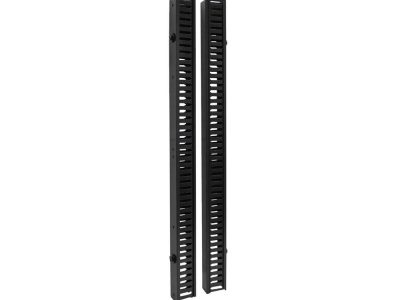 Sujetador de cables vertical SmartRack, 1.83 m [6 pies] - Doble ducto de peine con tapa e instalación sin herramientas
