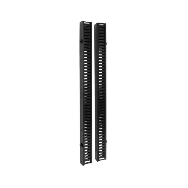 Sujetador de cables vertical SmartRack, 1.83 m [6 pies] - Doble ducto de peine con tapa e instalación sin herramientas