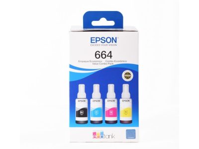 Botella Epson T664520-4P - Multipack Set 4 botellas negra, cyan, magenta y yellow,  IMPRESORA EPSON L200/210/350/355/555 (7.500 paginas)