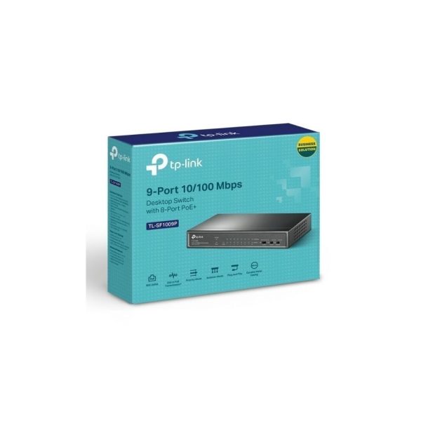 Switch TPLINK PoE de escritorio de 9 puertos a 10/100 Mbps con PoE + de 8 puertos, 8 puertos PoE + de 10/100 Mbps, - Imagen 5