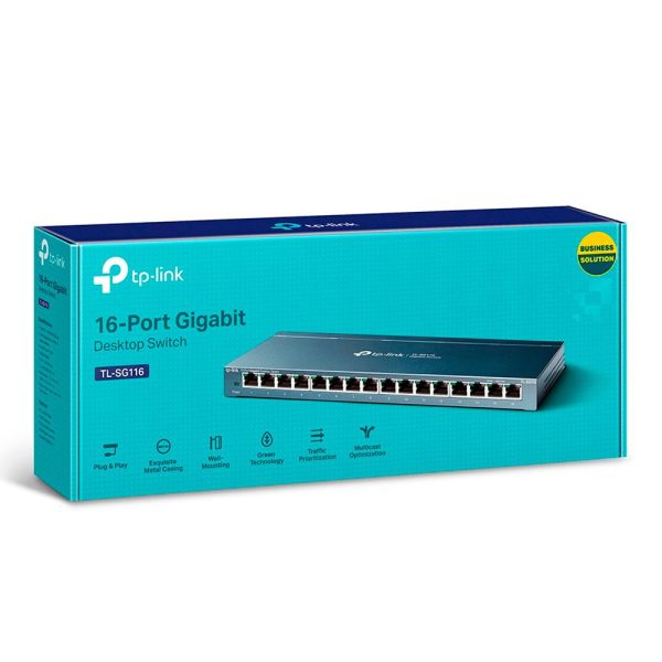 Switch 16 Puertos Gigabit Desktop 16 puetos Gigabit RJ45 SPEC: Caja de acero para Desktop, Plug and Play - Imagen 5