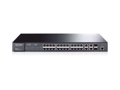 Switch TP-LINK Administrable L2 de 24-Puertos de 10/100Mbps + 4 Puertos Gigabit JetStream