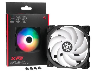 XPG VENTO Reverse 120 ARGB PWM 3 Pack, Black, Rifle Bearing, 120mm Fan, 4-Pin PWM, Speed: 300-1600 RPM, Max Air Flow: 65.33 CFM, Fan Noise: 24 dBA, 2 Years Warranty